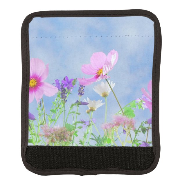 Pretty Pink Wild Flower Meadow Luggage Handle Wrap (Front)