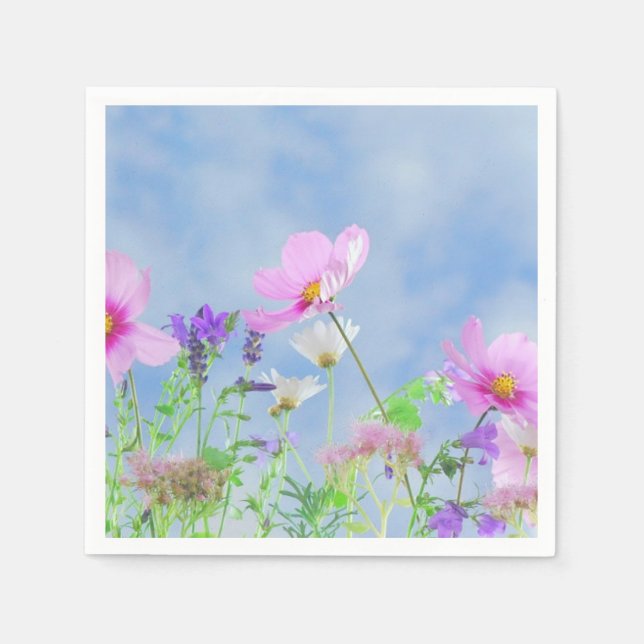 Pretty Pink Wild Flower Meadow Napkins (Front)