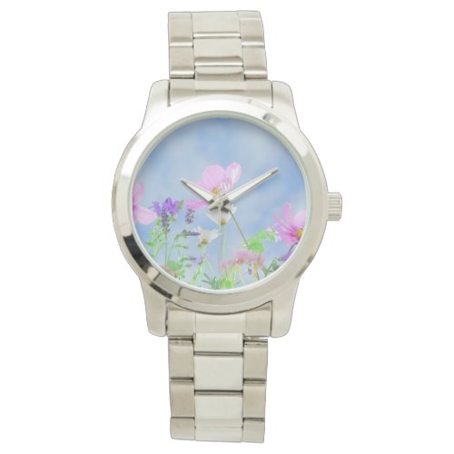 Pretty Pink Wild Flower Meadow Watch