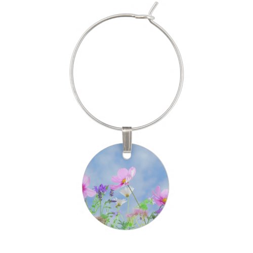 Pretty Pink Wild Flower Meadow Wine Charm