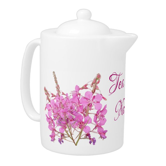 Pretty pink wild flowers beautiful floral tea pot (Left)