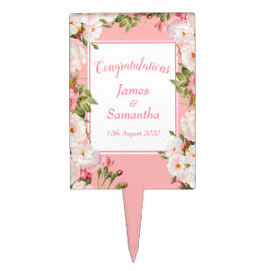 Pretty Pink Wild Rose Wedding Buffet/ Cake Topper