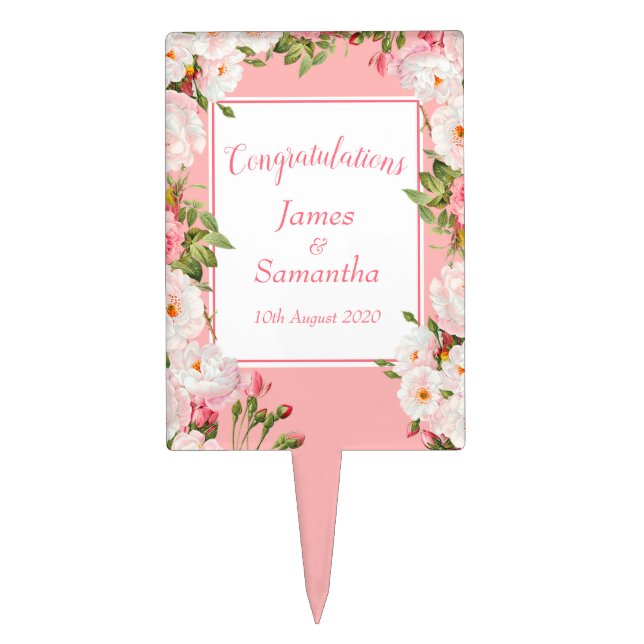 Pretty Pink Wild Rose | Wedding Buffet/ Cake Topper (Front)