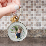 Pretty Pink Wildflower Mother's Day Photo Keychain<br><div class="desc">Photo keychain with delicate wildflowers for Mother's day - or edit the text for any other occasion. The photo template is set up for you to add your picture, which is displayed in round shape. This elegant and gentle design has a floral photo frame with pink wild flowers and greenery....</div>