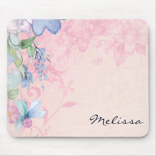 Pretty Pink Wildflowers Mouse Pad