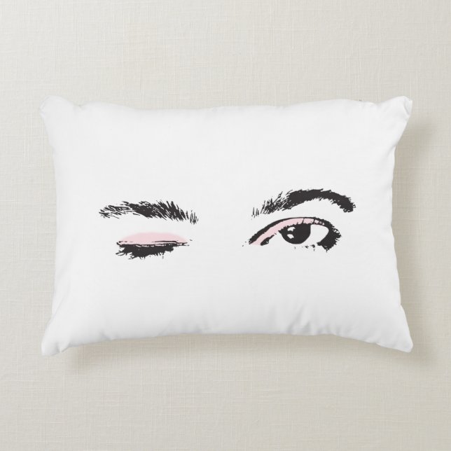 Pretty Pink Winking Eyes Accent Pillow (Front)