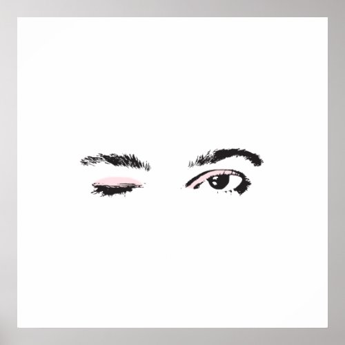 Pretty Pink Winking Eyes Poster
