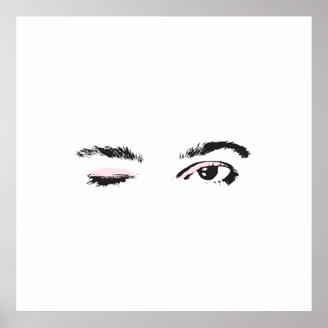 Pretty Pink Winking Eyes Poster (Front)