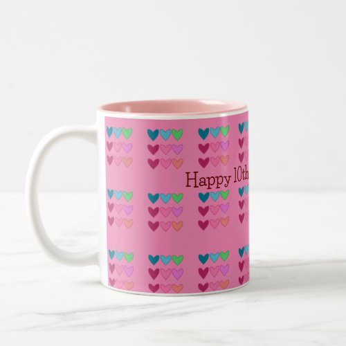 Pretty Pink With Hearts Colorful Birthday Girls Two_Tone Coffee Mug