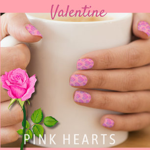 Pretty Pink with Pink Love Hearts Minx Nail Art