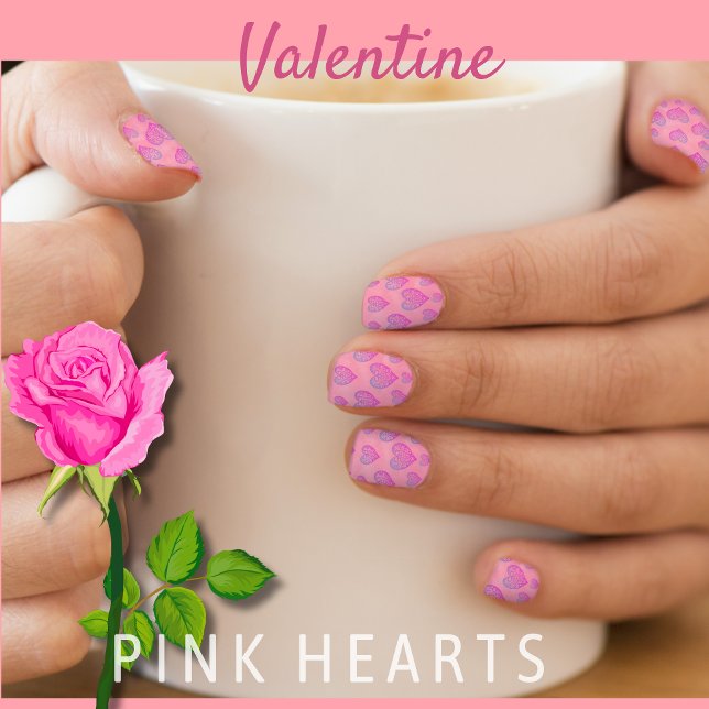 Pretty Pink with Pink Love Hearts  Minx Nail Art ( Pretty Pink with Pink Love Hearts Minx Nail Art )