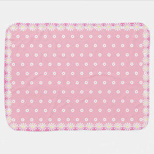 Pretty Pink with white daisies reversible Baby Blanket