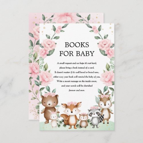 Pretty Pink Woodland Animal Books for Baby Girl Enclosure Card