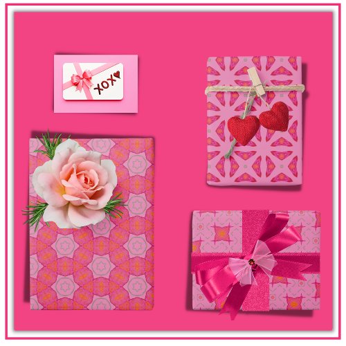 Pretty Pink Wrapping Paper Flat Sheet Set of 3