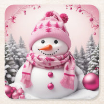 Pretty Pink Xmas Snowman