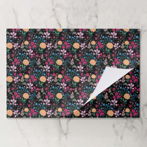 Pretty Pink  Yellow Small Floral Black Design Paper Pad