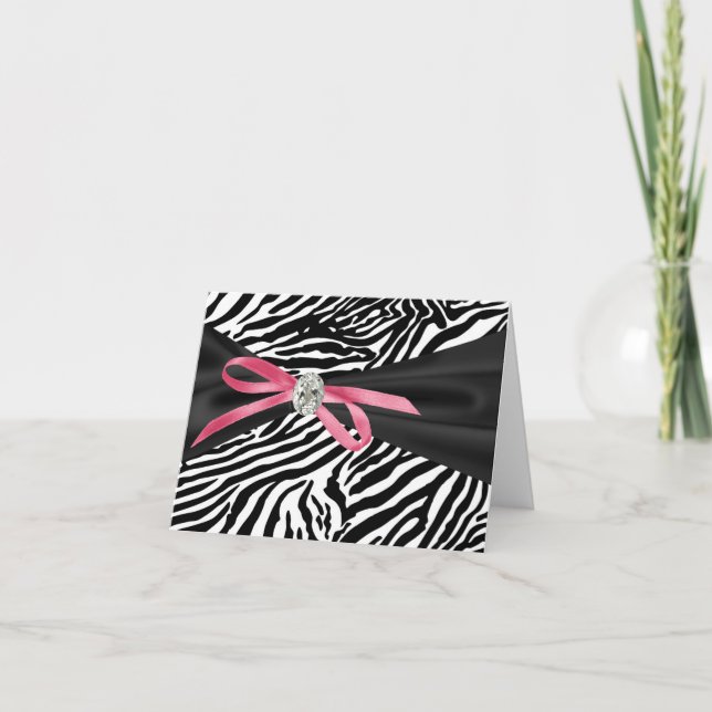 Pretty Pink Zebra Thank You Cards (Front)