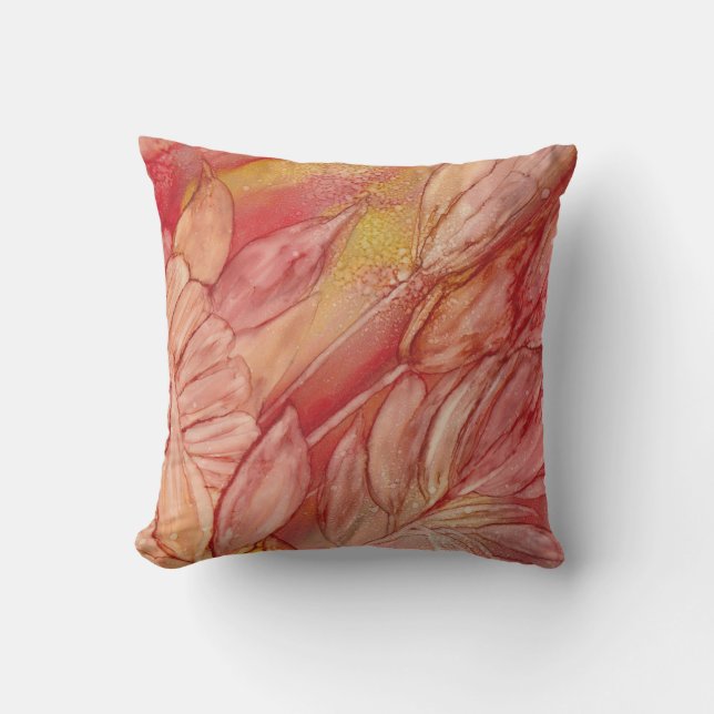 Pretty Pinks and Yellows Throw Pillow (Front)