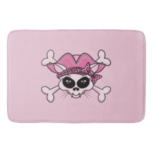 Pretty Pirate Kitty Skull Bathroom Mat
