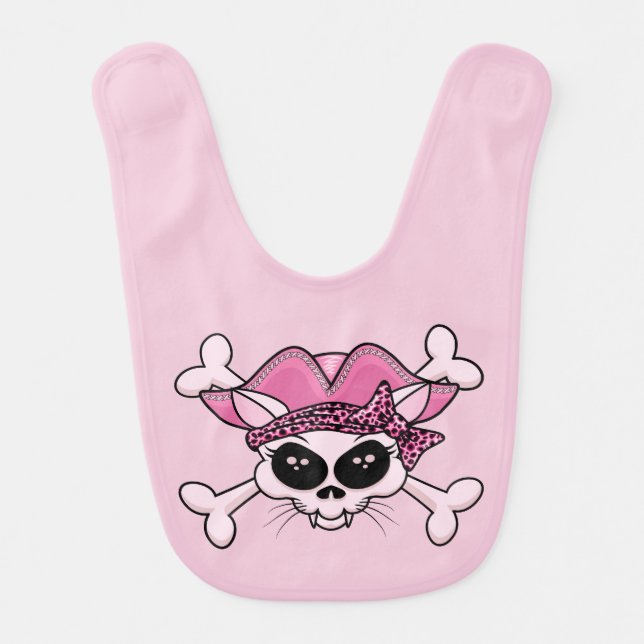 Pretty Pirate Kitty Skull Bib (Front)