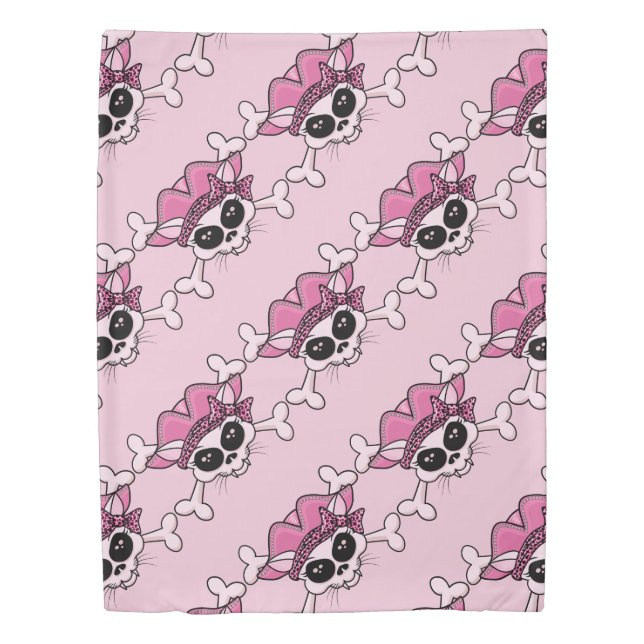 Pretty Pirate Kitty Skull Duvet Cover (Front)