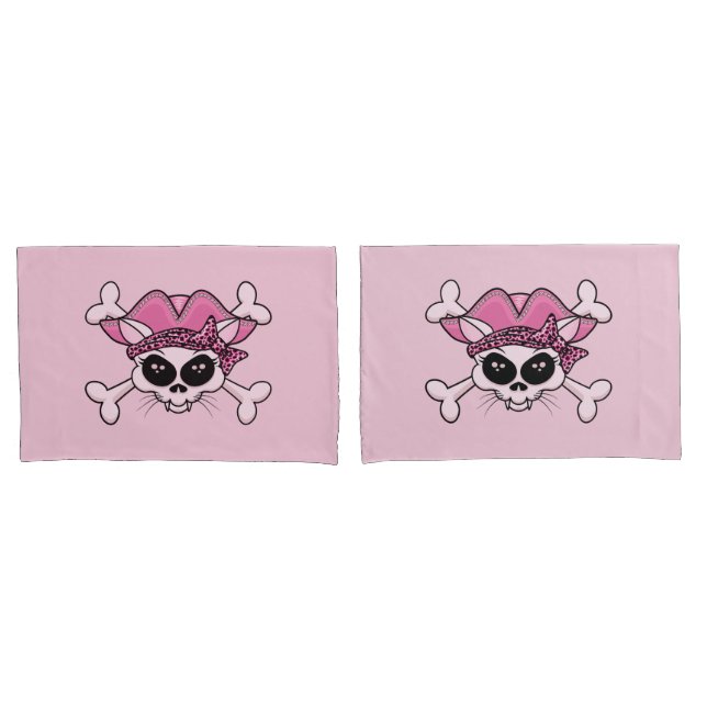Pretty Pirate Kitty Skull Pillowcase (Front-Set)