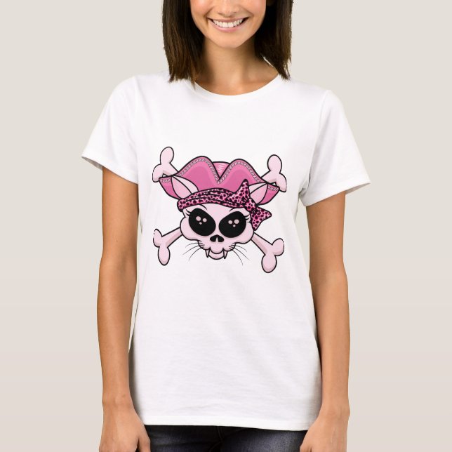 Pretty Pirate Kitty Skull T-Shirt (Front)
