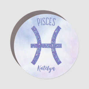 Pretty Pisces Astrology Personalized Purple Car Magnet