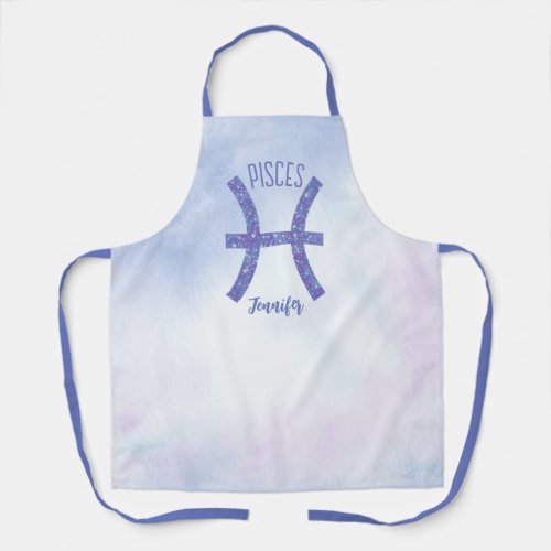 Pretty Pisces Astrology Sign Personalized Purple Apron