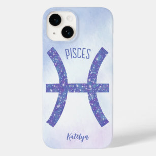 Pretty Pisces Astrology Sign Personalized Purple Case-Mate iPhone 14 Case