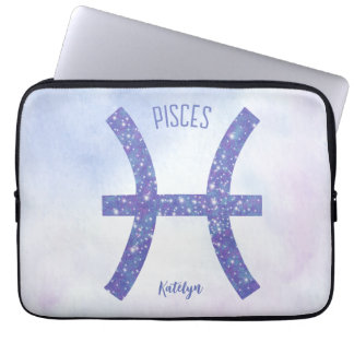 Pretty Pisces Astrology Sign Personalized Purple Laptop Sleeve