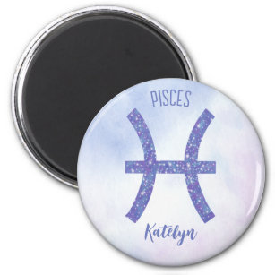 Pretty Pisces Astrology Sign Personalized Purple Magnet