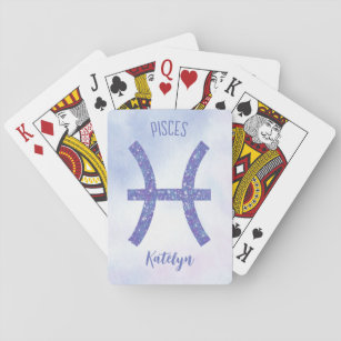 Pretty Pisces Astrology Sign Personalized Purple Playing Cards