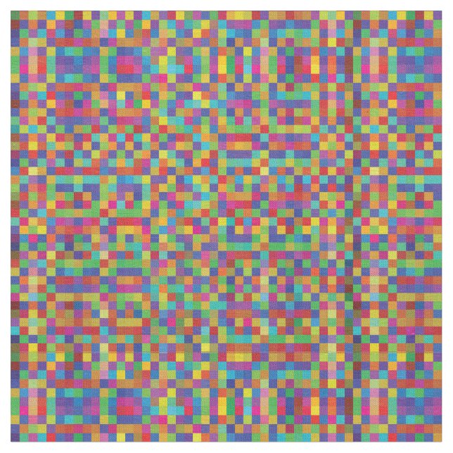 Pretty Pixels - Colorful Tiny Squares Fabric (Close Up)
