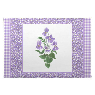 Pretty Placemat, Violets and Check Gingham Placemat
