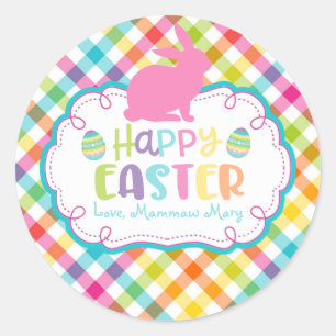 Pretty Plaid Happy Easter Personalized sticker
