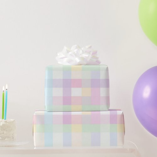 Pretty Plaid Pastel Pink Green Yellow Blue Purple  Wrapping Paper