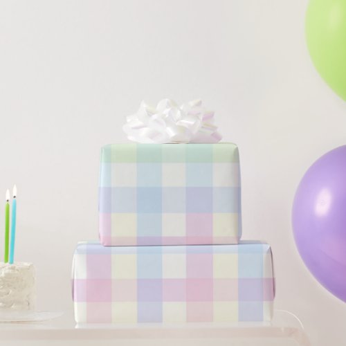 Pretty Plaid Pastel Pink Green Yellow Blue Purple  Wrapping Paper