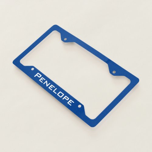 Pretty Plain Solid Blue Add Your Name    License Plate Frame