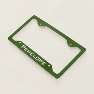 Pretty Plain Solid Green Add Your Name   License Plate Frame