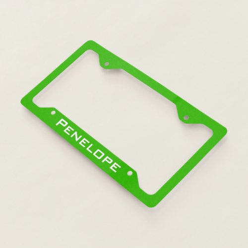 Pretty Plain Solid Lime Green Add Your Name  License Plate Frame