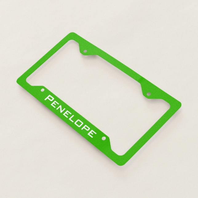 Pretty Plain Solid Lime Green Add Your Name  License Plate Frame (3/4)