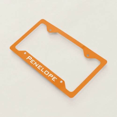 Pretty Plain Solid Orange Add Your Name   License Plate Frame