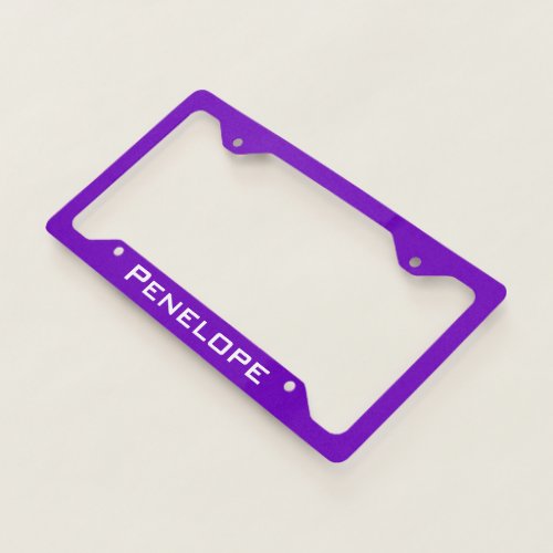 Pretty Plain Solid Purple Add Your Name     License Plate Frame