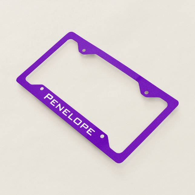 Pretty Plain Solid Purple Add Your Name     License Plate Frame (3/4)