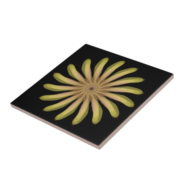 Pretty Plant Flower With Earth Tone Curvy Petals Ceramic Tile (Side)