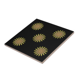 Pretty Plant Flower With Earth Tone Curvy Petals Ceramic Tile