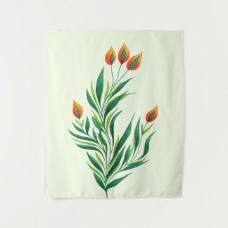 Pretty Plant Orange Buds Nature Lover Tapestry