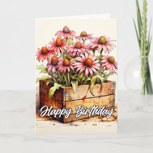 Pretty Planted Aster Flowers Card