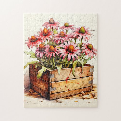 Pretty Planted Aster Flowers Jigsaw Puzzle